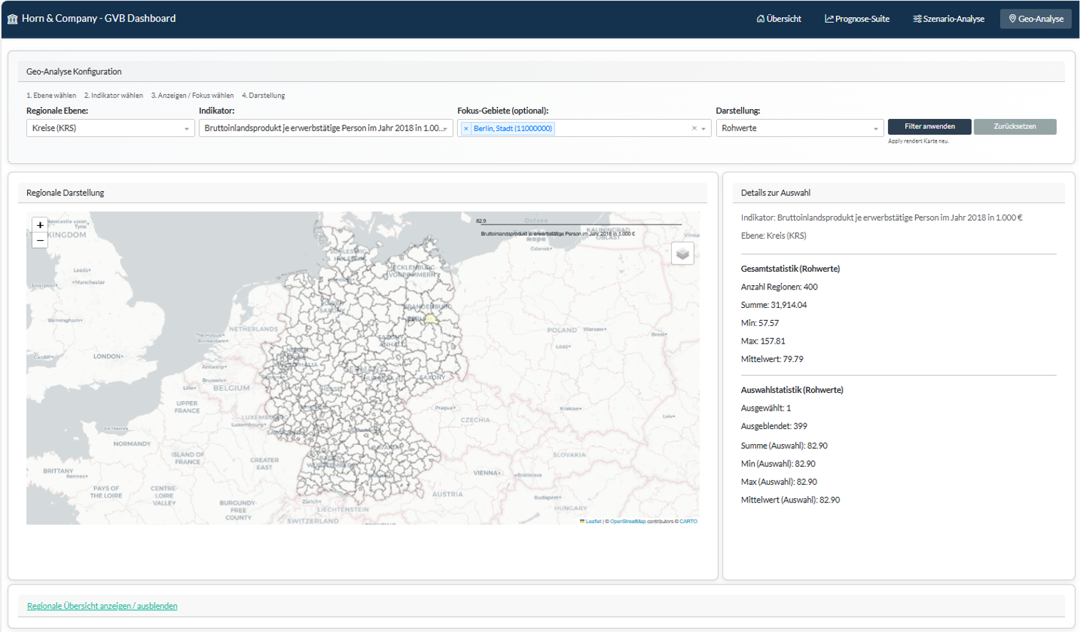 Abbildung 3: Geo-Analyse zum Herunterbrechen auf Regionen