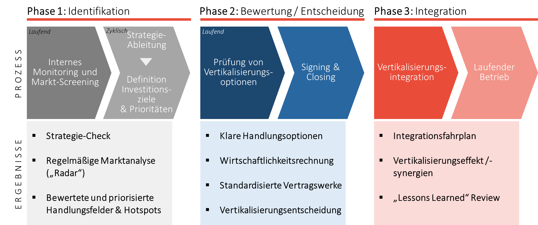 Phasen der Vertikalisierungsprojekte